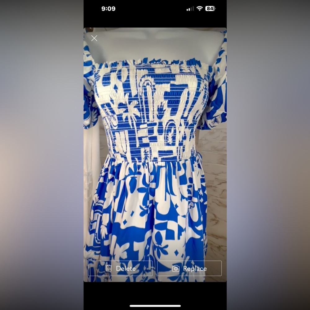 NWT ~ Show Me Your Mumu ~ Blue and White Midi Dress - Picture 5 of 10